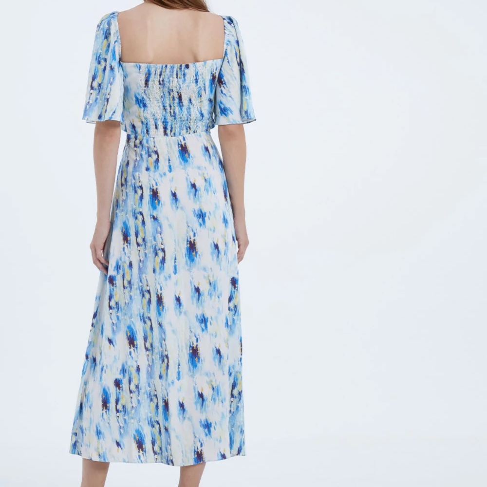 Urban Revivo - Floral Print Tie Front Cut Out Waist Dress - Picture 3 of 7
